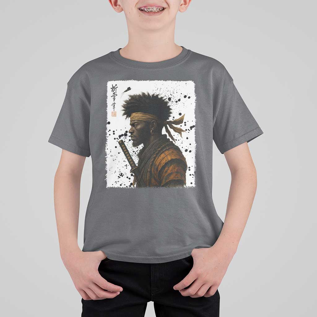 Afro American Samurai T Shirt For Kid Japanese Vintage Graphic Sumie Katana - Wonder Print Shop
