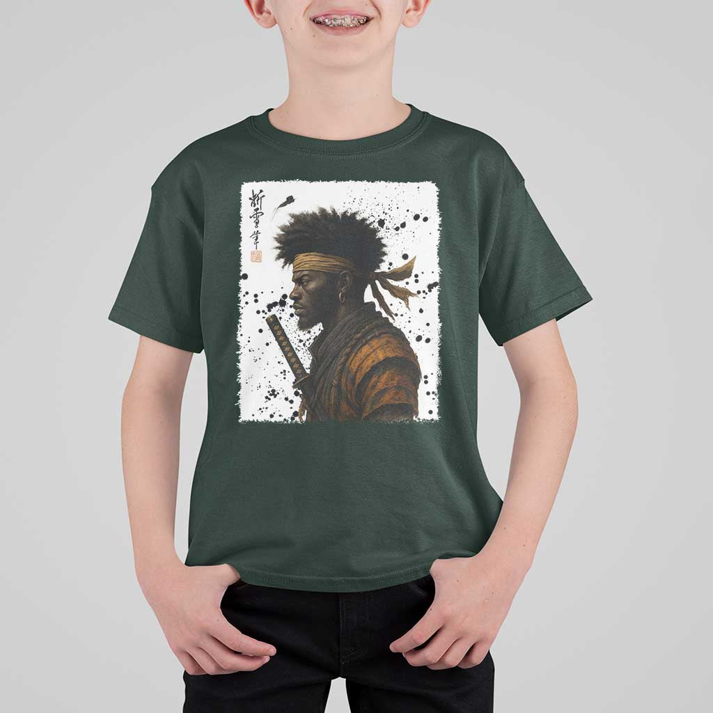 Afro American Samurai T Shirt For Kid Japanese Vintage Graphic Sumie Katana - Wonder Print Shop