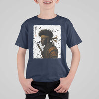 Afro American Samurai T Shirt For Kid Japanese Vintage Graphic Sumie Katana - Wonder Print Shop