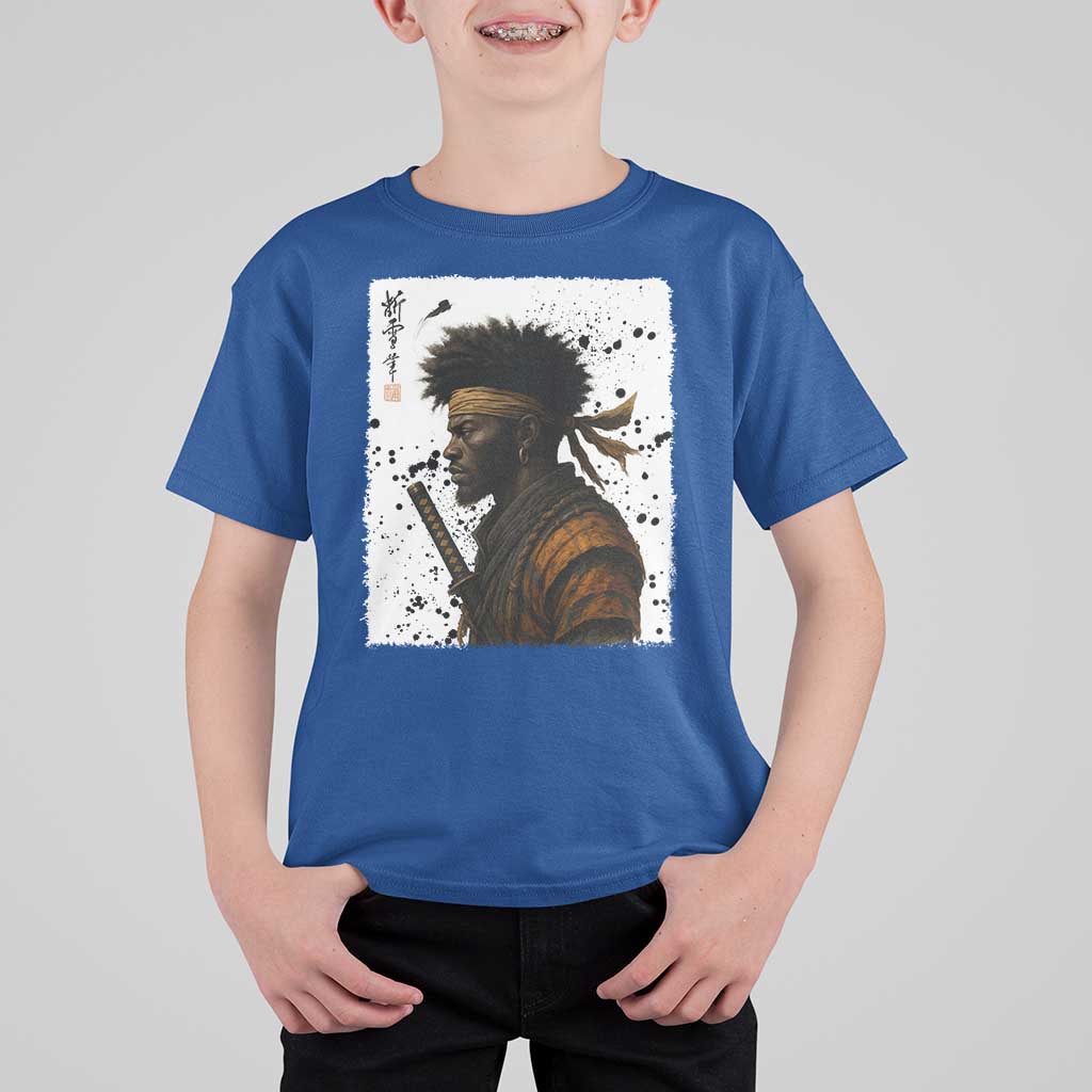 Afro American Samurai T Shirt For Kid Japanese Vintage Graphic Sumie Katana - Wonder Print Shop