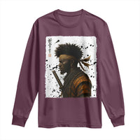 Afro American Samurai Long Sleeve Shirt Japanese Vintage Graphic Sumie Katana - Wonder Print Shop