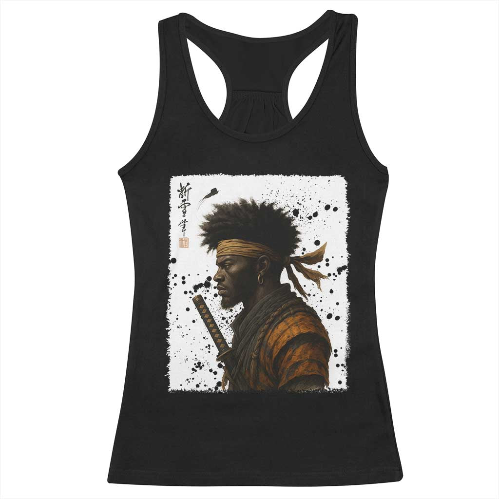 Afro American Samurai Racerback Tank Top Japanese Vintage Graphic Sumie Katana - Wonder Print Shop