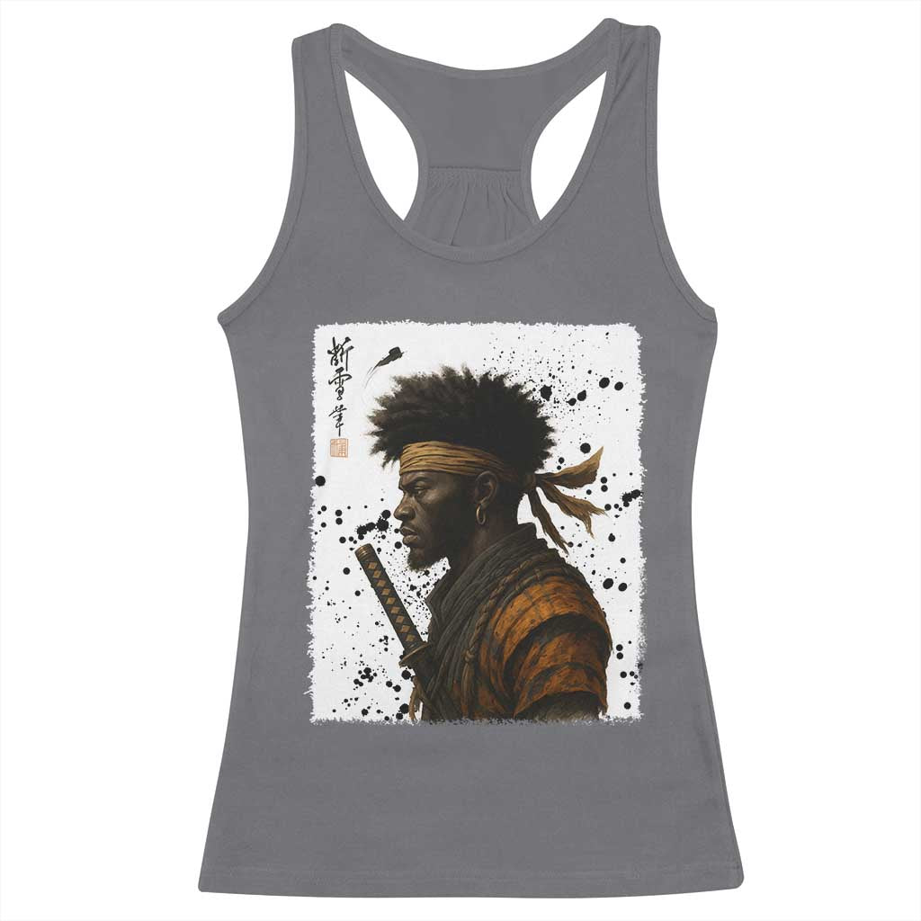 Afro American Samurai Racerback Tank Top Japanese Vintage Graphic Sumie Katana - Wonder Print Shop