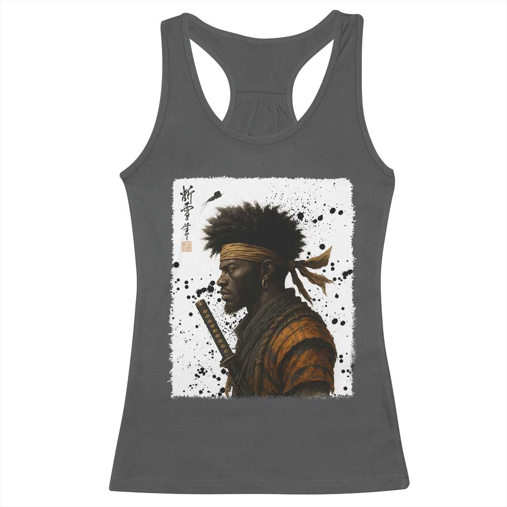 Afro American Samurai Racerback Tank Top Japanese Vintage Graphic Sumie Katana - Wonder Print Shop