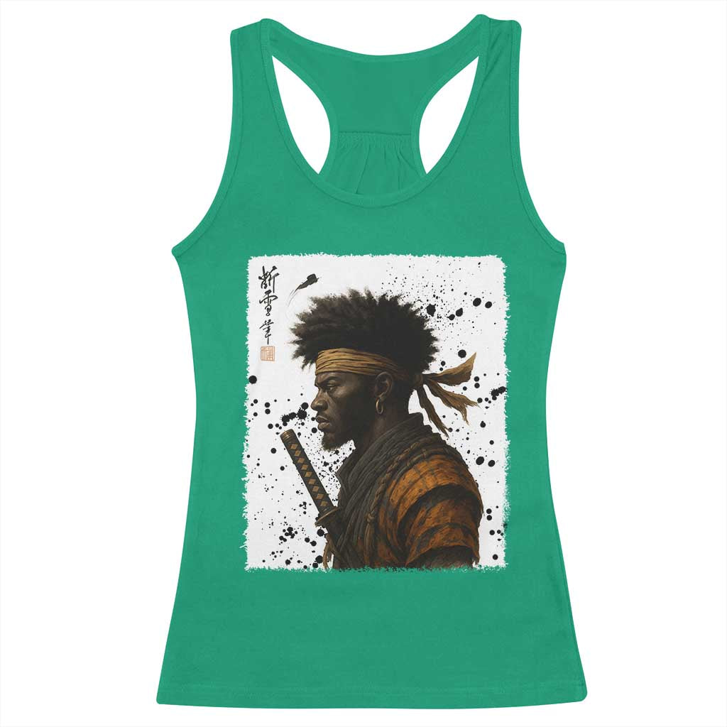 Afro American Samurai Racerback Tank Top Japanese Vintage Graphic Sumie Katana - Wonder Print Shop