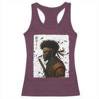 Afro American Samurai Racerback Tank Top Japanese Vintage Graphic Sumie Katana - Wonder Print Shop