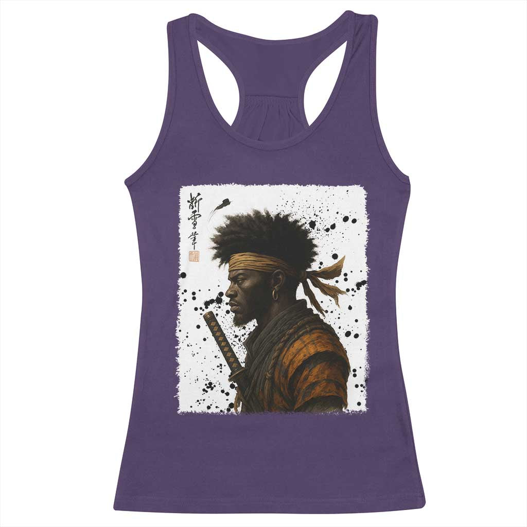 Afro American Samurai Racerback Tank Top Japanese Vintage Graphic Sumie Katana - Wonder Print Shop