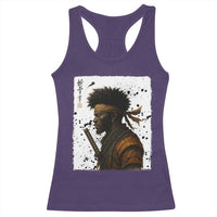 Afro American Samurai Racerback Tank Top Japanese Vintage Graphic Sumie Katana - Wonder Print Shop