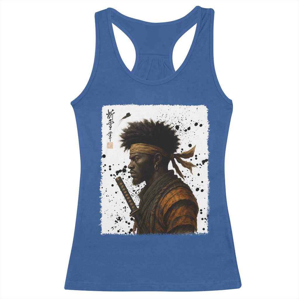Afro American Samurai Racerback Tank Top Japanese Vintage Graphic Sumie Katana - Wonder Print Shop