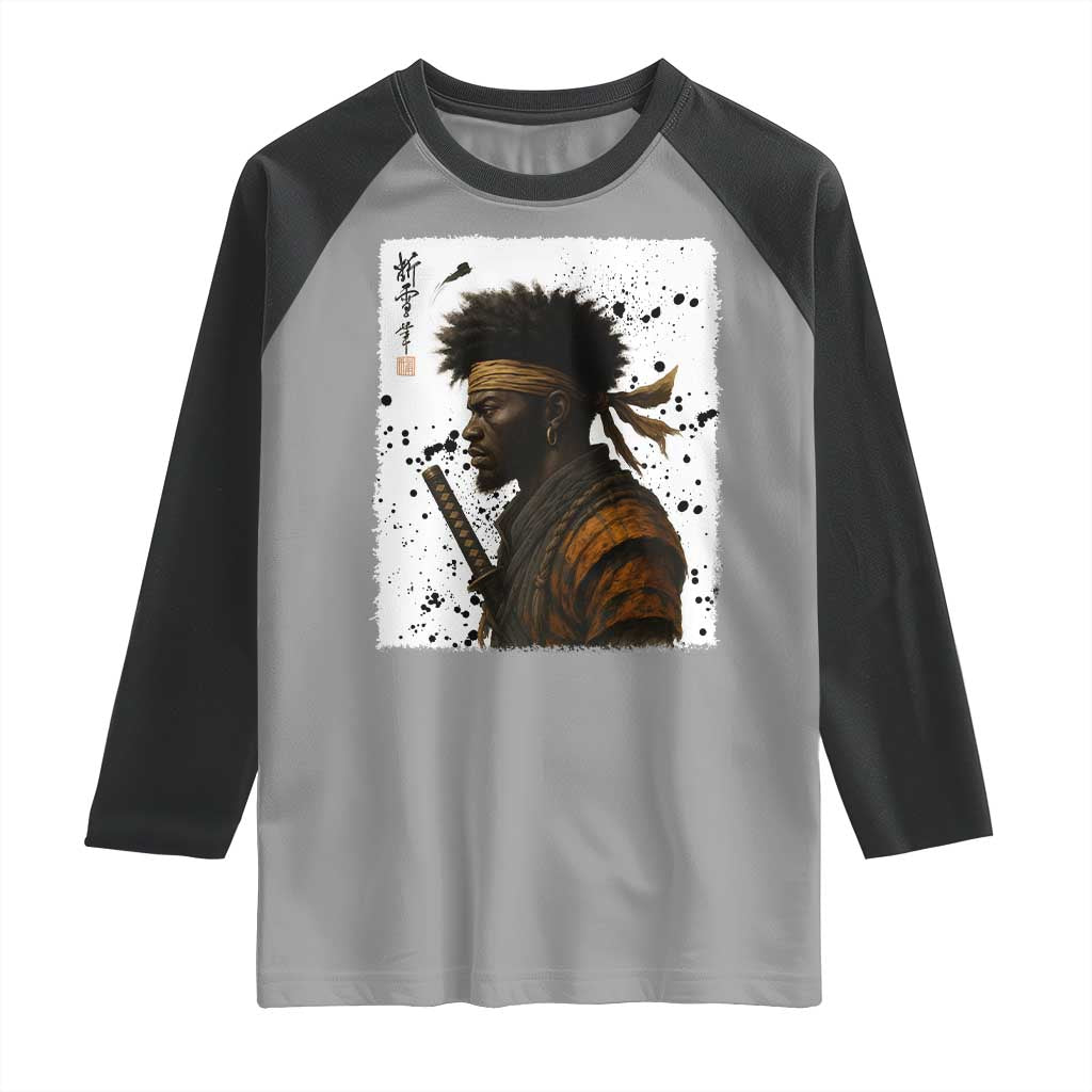 Afro American Samurai Raglan Shirt Japanese Vintage Graphic Sumie Katana - Wonder Print Shop