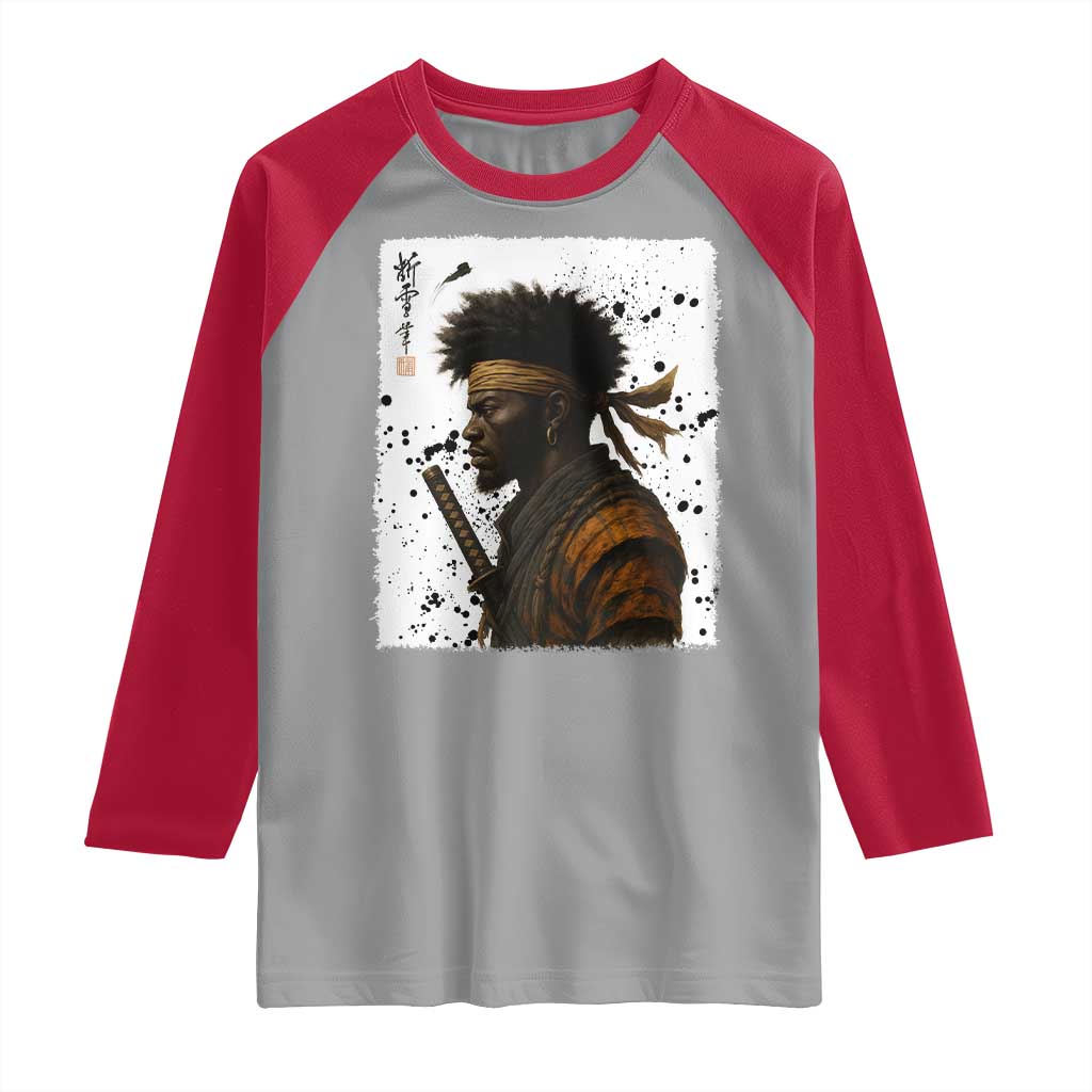 Afro American Samurai Raglan Shirt Japanese Vintage Graphic Sumie Katana - Wonder Print Shop