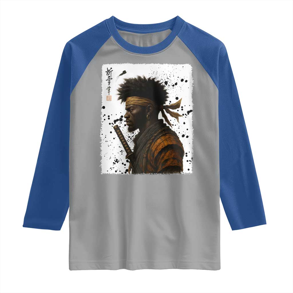 Afro American Samurai Raglan Shirt Japanese Vintage Graphic Sumie Katana - Wonder Print Shop