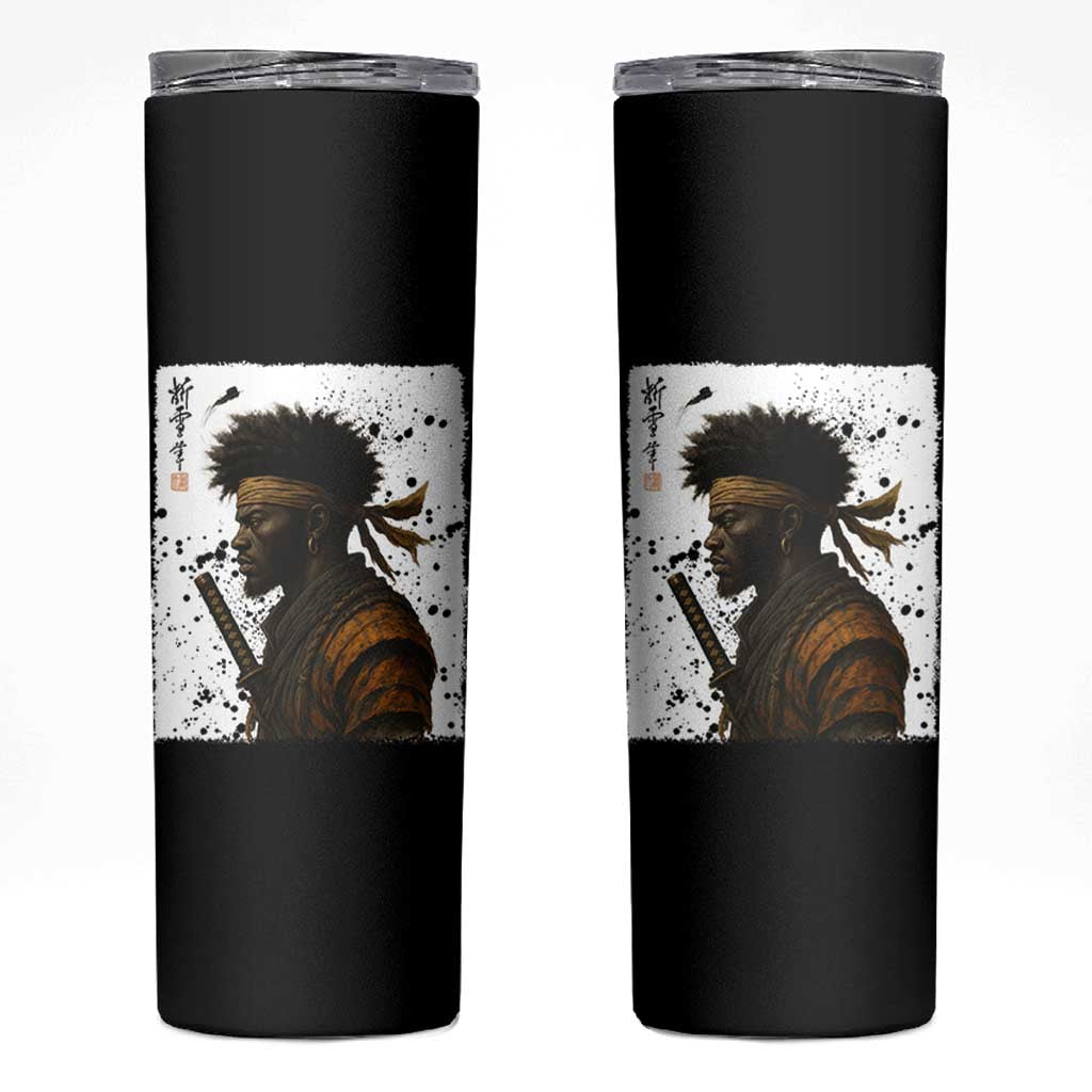 Afro American Samurai Skinny Tumbler Japanese Vintage Graphic Sumie Katana