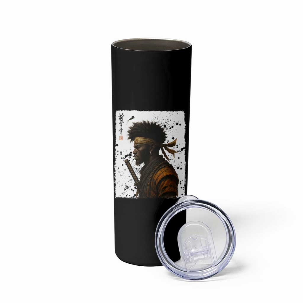 Afro American Samurai Skinny Tumbler Japanese Vintage Graphic Sumie Katana