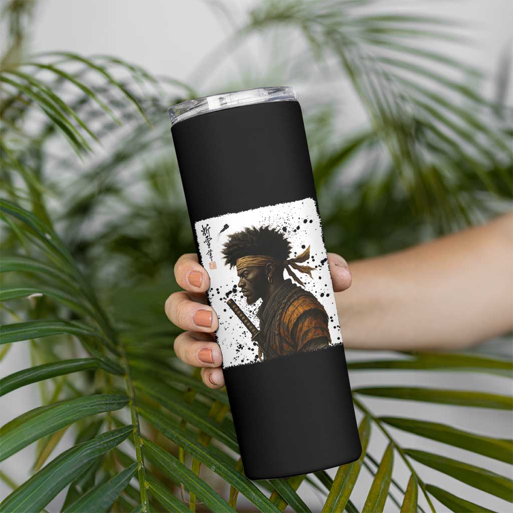 Afro American Samurai Skinny Tumbler Japanese Vintage Graphic Sumie Katana