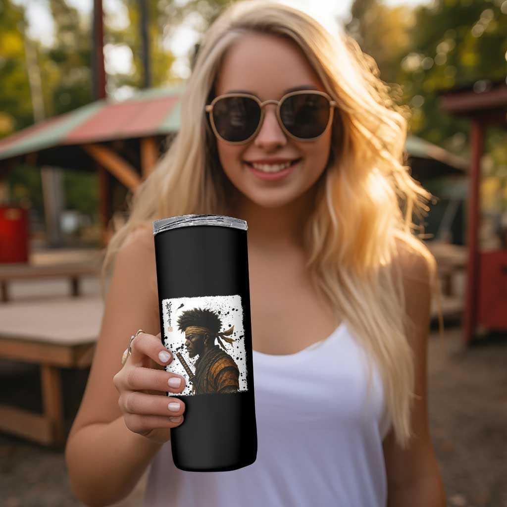 Afro American Samurai Skinny Tumbler Japanese Vintage Graphic Sumie Katana