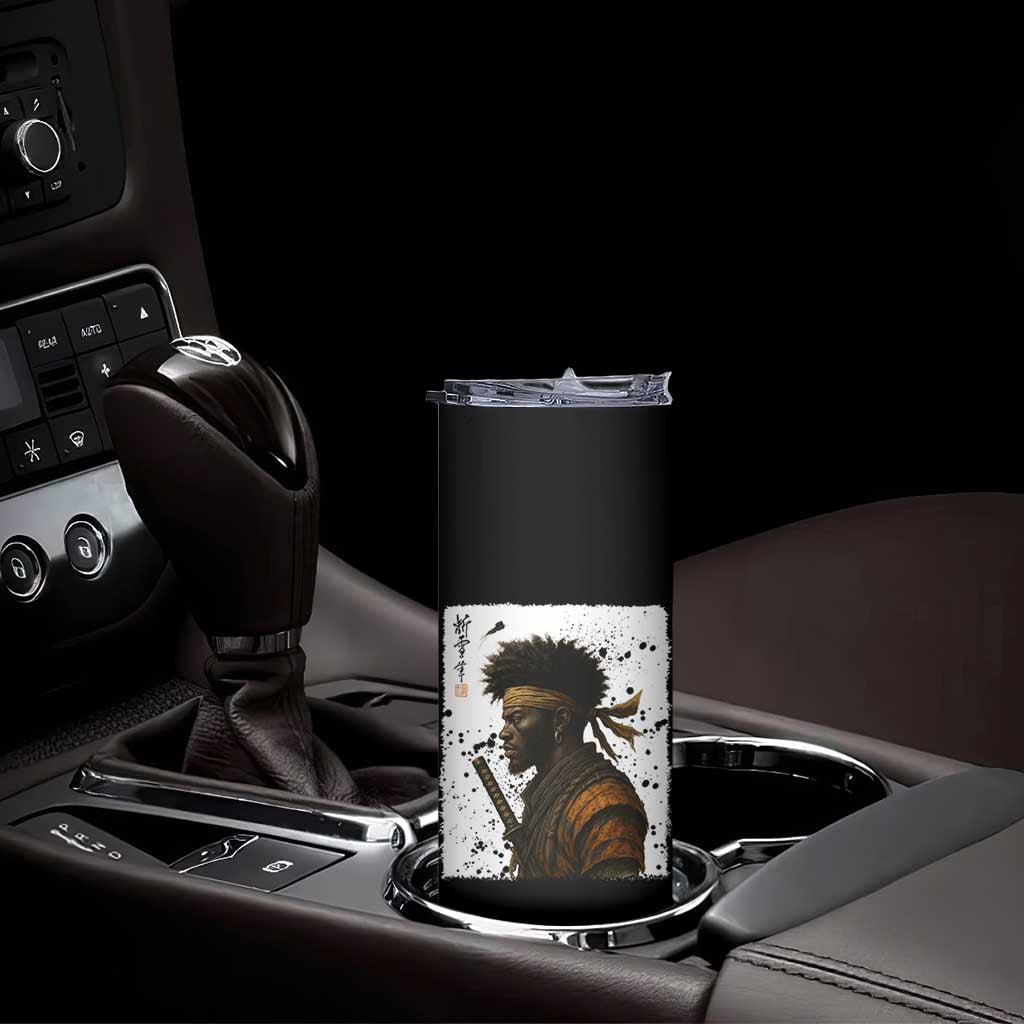 Afro American Samurai Skinny Tumbler Japanese Vintage Graphic Sumie Katana