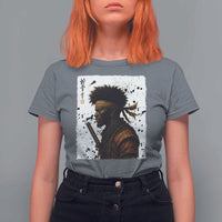 Afro American Samurai T Shirt For Women Japanese Vintage Graphic Sumie Katana - Wonder Print Shop