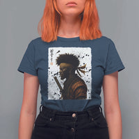 Afro American Samurai T Shirt For Women Japanese Vintage Graphic Sumie Katana - Wonder Print Shop