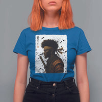 Afro American Samurai T Shirt For Women Japanese Vintage Graphic Sumie Katana - Wonder Print Shop