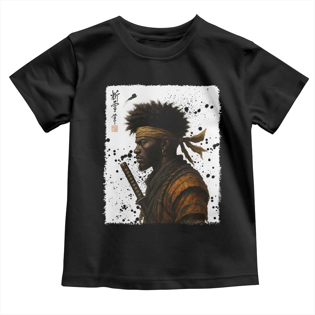 Afro American Samurai Toddler T Shirt Japanese Vintage Graphic Sumie Katana - Wonder Print Shop