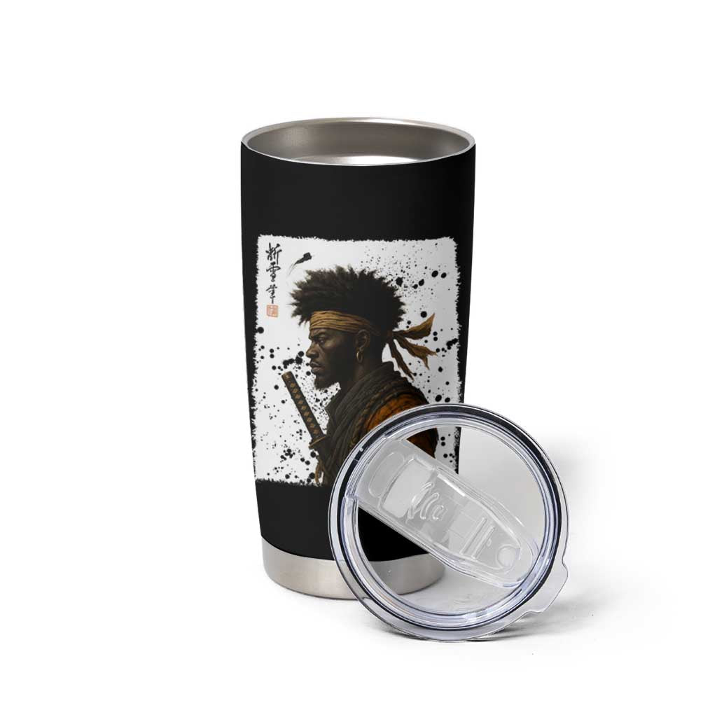 Afro American Samurai Tumbler Cup Japanese Vintage Graphic Sumie Katana
