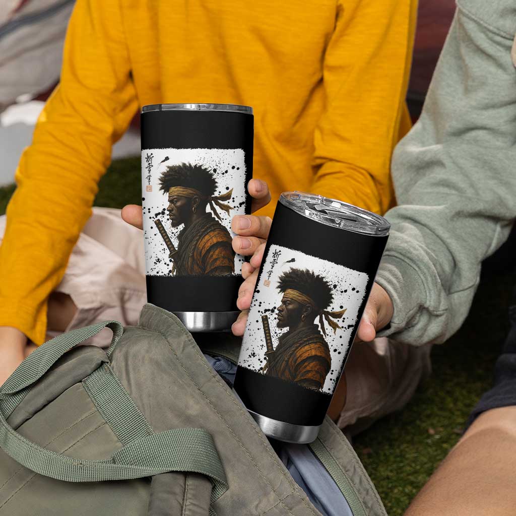 Afro American Samurai Tumbler Cup Japanese Vintage Graphic Sumie Katana