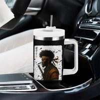 Afro American Samurai Tumbler With Handle Japanese Vintage Graphic Sumie Katana