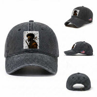 Afro American Samurai Washed Cotton Baseball Cap Japanese Vintage Graphic Sumie Katana