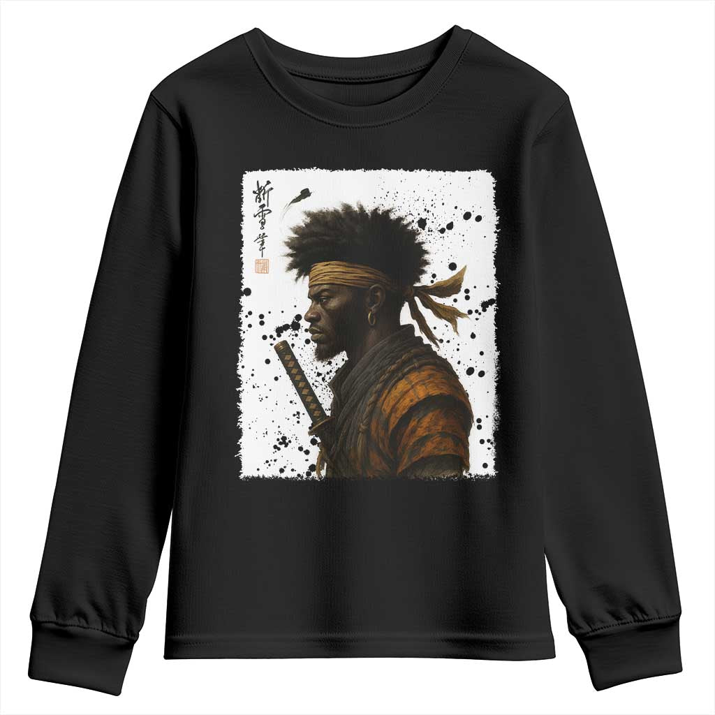 Afro American Samurai Youth Sweatshirt Japanese Vintage Graphic Sumie Katana - Wonder Print Shop