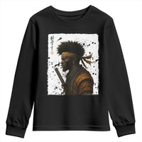 Afro American Samurai Youth Sweatshirt Japanese Vintage Graphic Sumie Katana - Wonder Print Shop