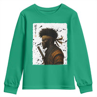 Afro American Samurai Youth Sweatshirt Japanese Vintage Graphic Sumie Katana - Wonder Print Shop