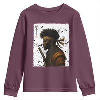 Afro American Samurai Youth Sweatshirt Japanese Vintage Graphic Sumie Katana - Wonder Print Shop