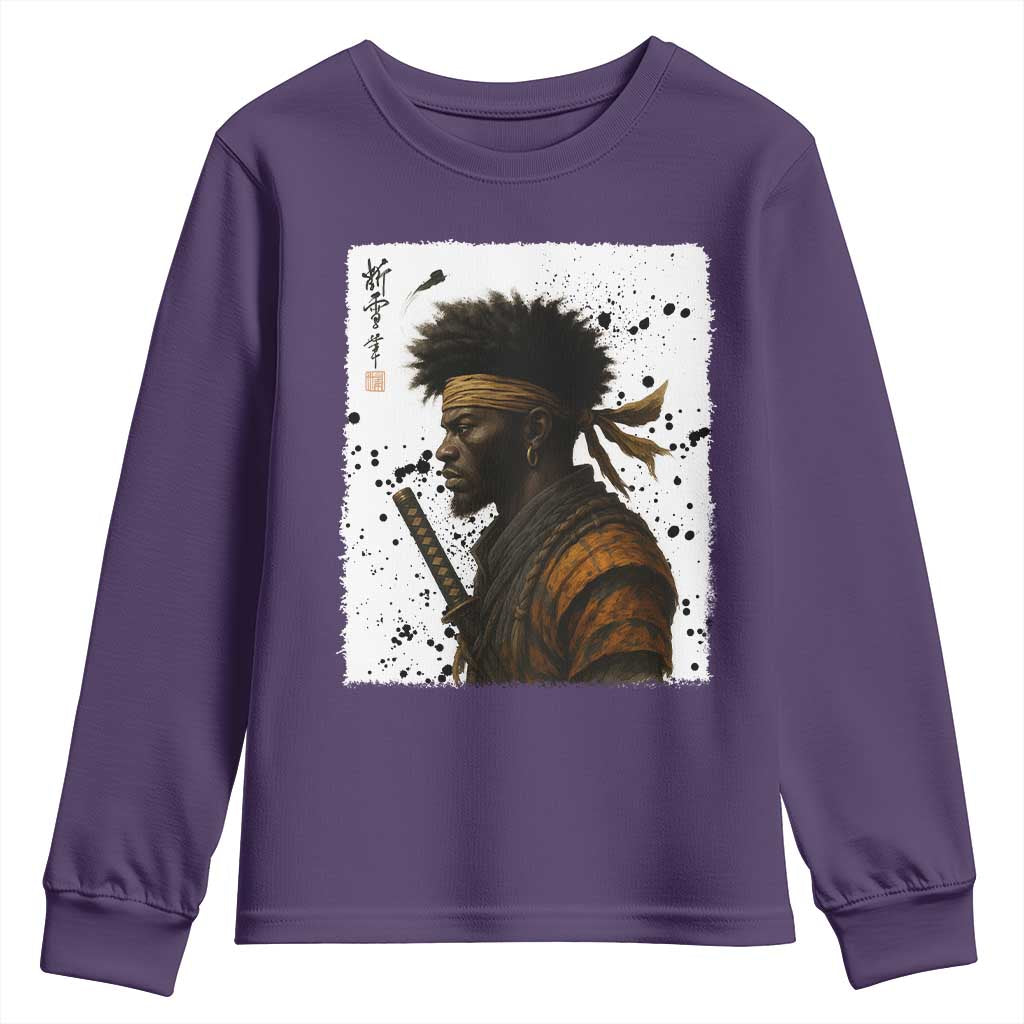 Afro American Samurai Youth Sweatshirt Japanese Vintage Graphic Sumie Katana - Wonder Print Shop