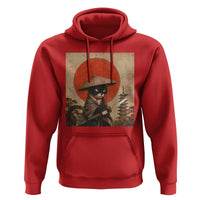 Vintage Samurai Black Cat Japanese Katana Hoodie Ukiyoe Cat Lover Gift