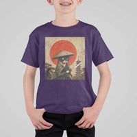 Vintage Samurai Black Cat Japanese Katana T Shirt For Kid Ukiyoe Cat Lover Gift