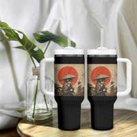 Vintage Samurai Black Cat Japanese Katana Tumbler With Handle Ukiyoe Cat Lover Gift