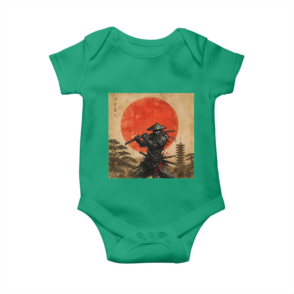 Japanese Samurai Baby Onesie Warrior With Katana Vintage Ukiyoe Style - Wonder Print Shop