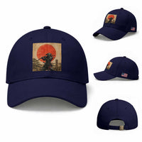 Japanese Samurai Baseball Cap Warrior With Katana Vintage Ukiyoe Style