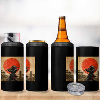 Japanese Samurai 4 in 1 Can Cooler Tumbler Warrior With Katana Vintage Ukiyoe Style