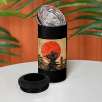 Japanese Samurai 4 in 1 Can Cooler Tumbler Warrior With Katana Vintage Ukiyoe Style