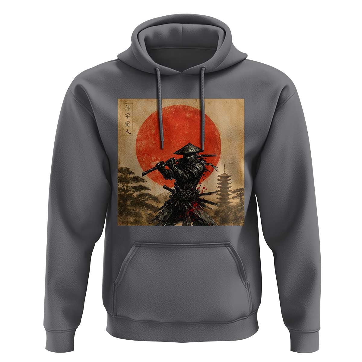 Japanese Samurai Hoodie Warrior With Katana Vintage Ukiyoe Style - Wonder Print Shop