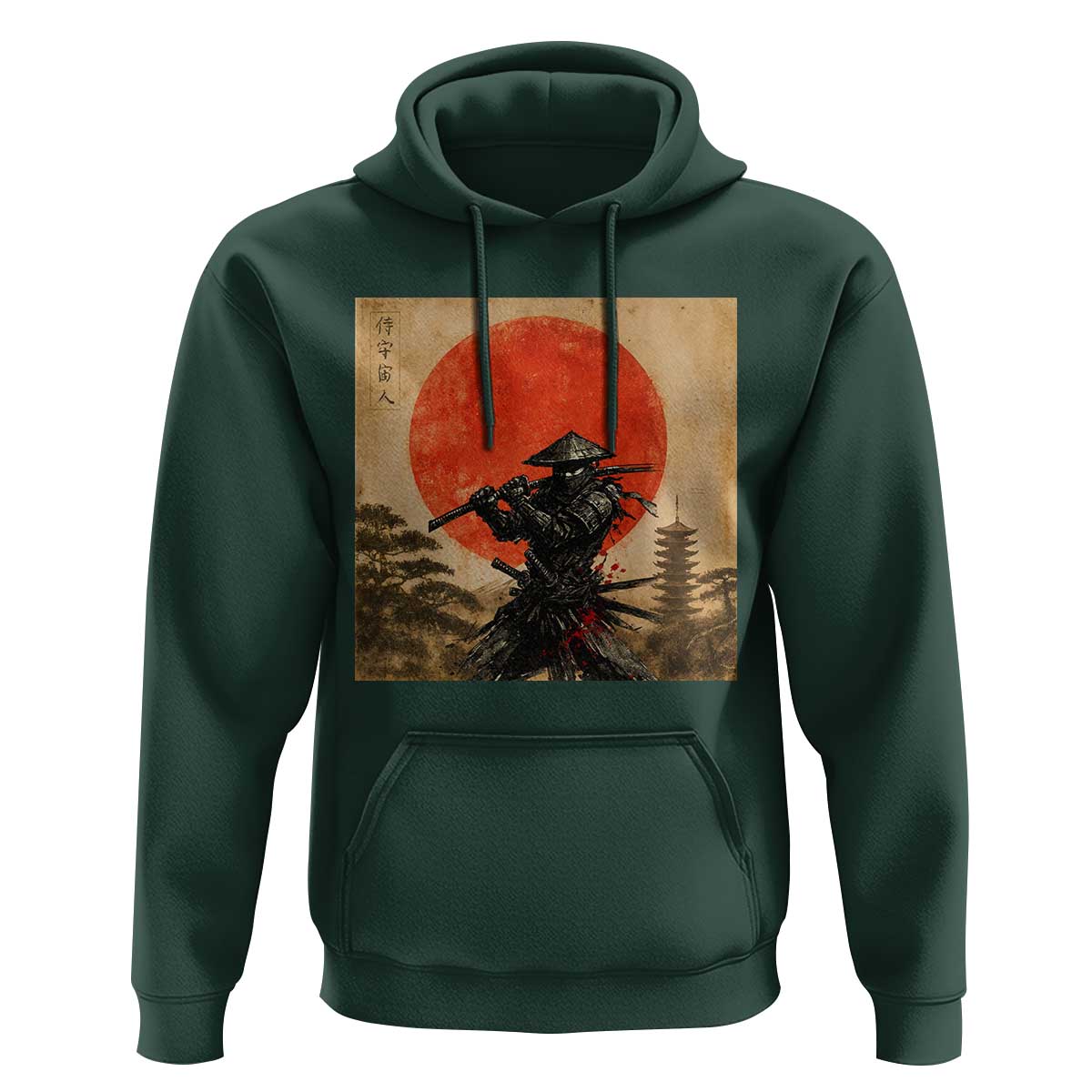 Japanese Samurai Hoodie Warrior With Katana Vintage Ukiyoe Style - Wonder Print Shop