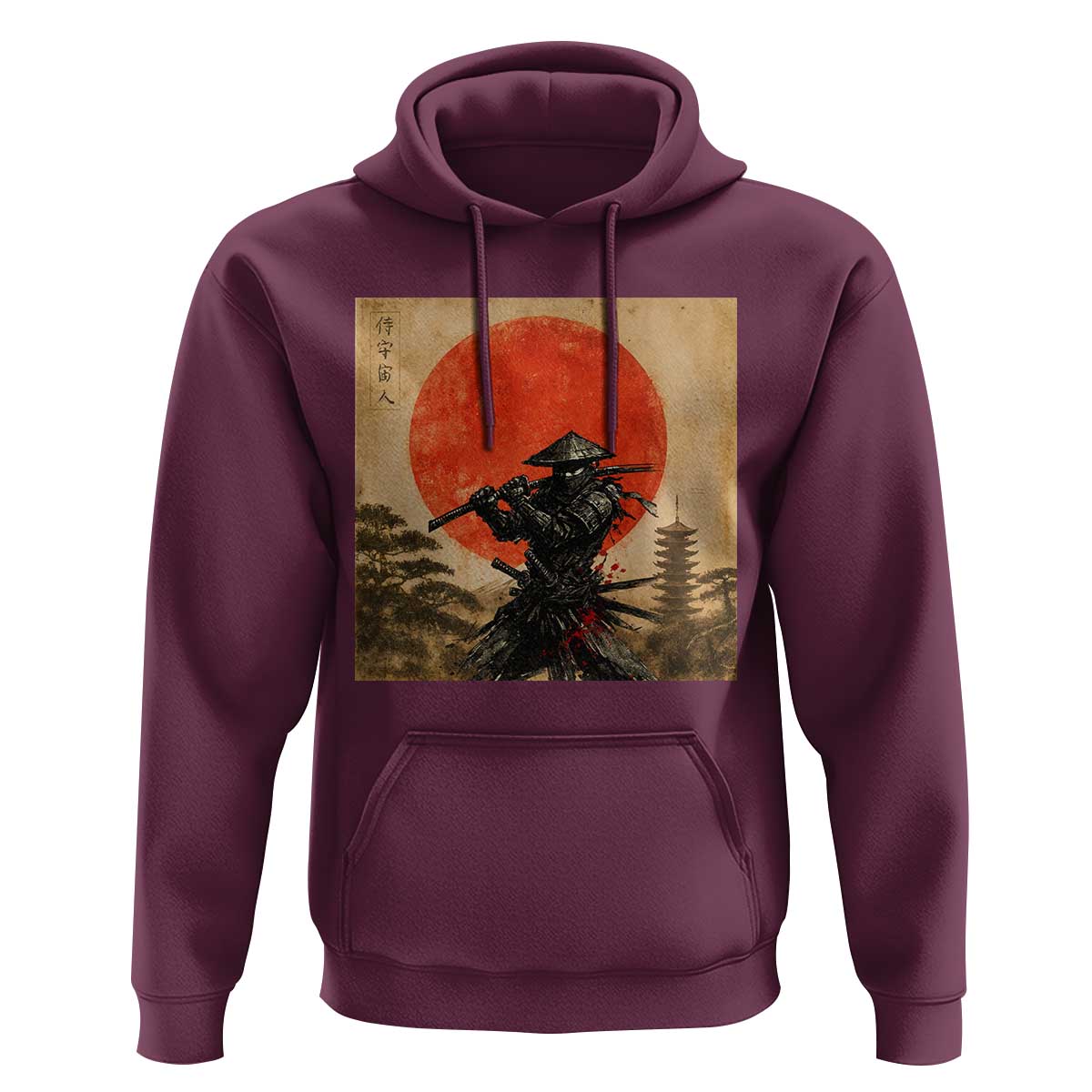 Japanese Samurai Hoodie Warrior With Katana Vintage Ukiyoe Style - Wonder Print Shop