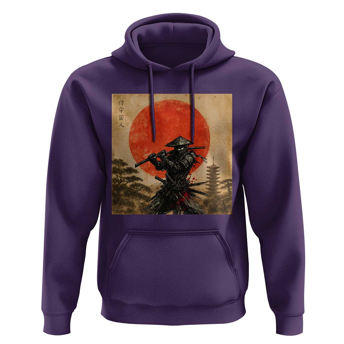 Japanese Samurai Hoodie Warrior With Katana Vintage Ukiyoe Style - Wonder Print Shop