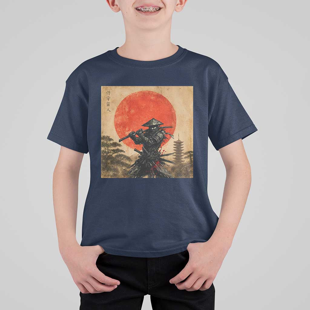 Japanese Samurai T Shirt For Kid Warrior With Katana Vintage Ukiyoe Style - Wonder Print Shop