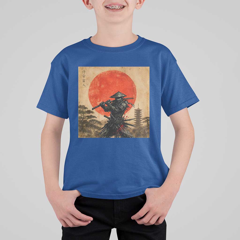 Japanese Samurai T Shirt For Kid Warrior With Katana Vintage Ukiyoe Style - Wonder Print Shop