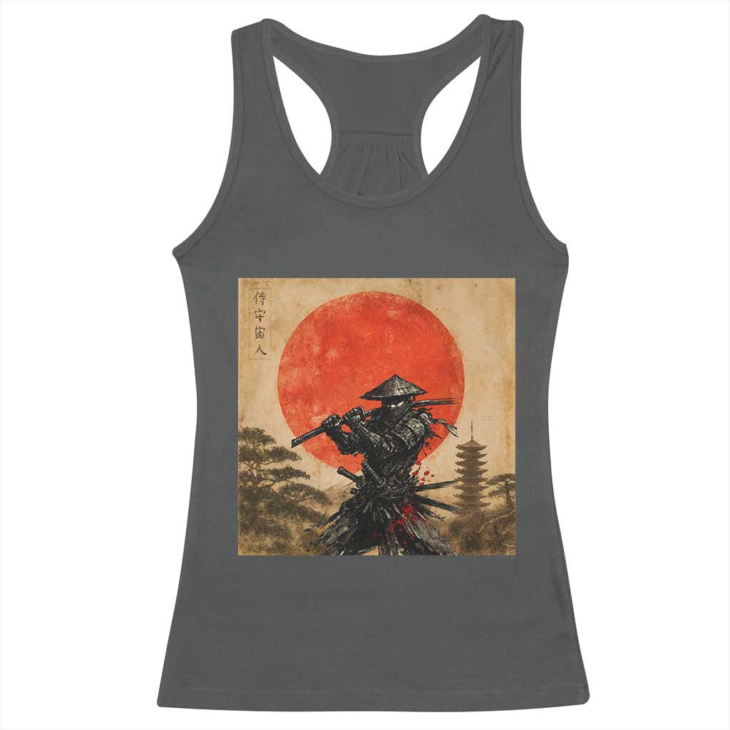 Japanese Samurai Racerback Tank Top Warrior With Katana Vintage Ukiyoe Style - Wonder Print Shop