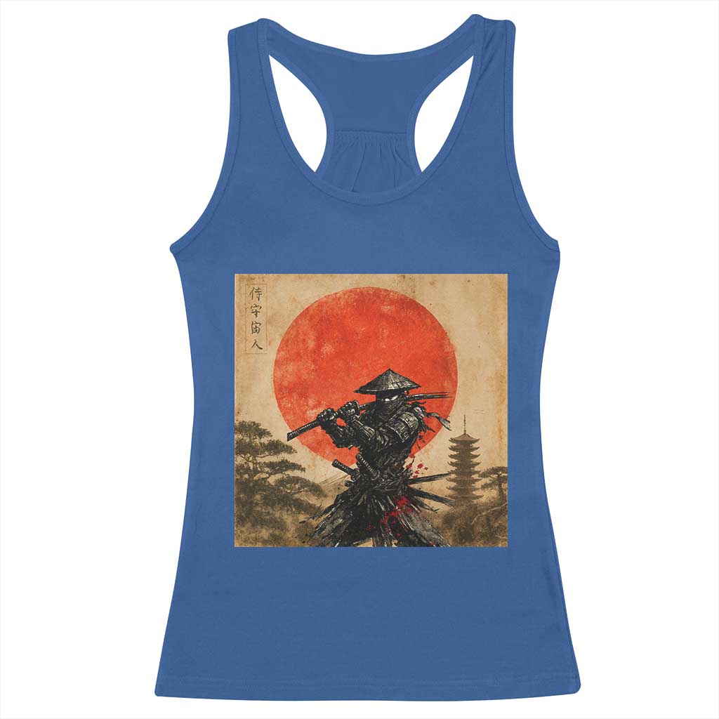 Japanese Samurai Racerback Tank Top Warrior With Katana Vintage Ukiyoe Style - Wonder Print Shop