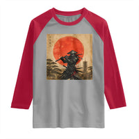 Japanese Samurai Raglan Shirt Warrior With Katana Vintage Ukiyoe Style - Wonder Print Shop